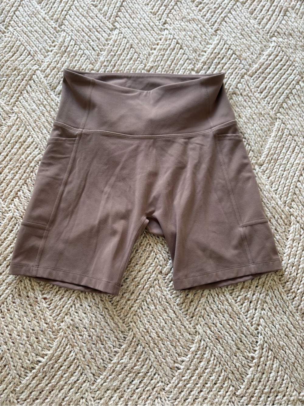 *2 for $50* Lorna Jane High-Rise Women's Bike Shorts in Taupe